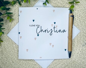 Carte minimaliste de Saint-Valentin, carte romantique je t'aime, carte d'anniversaire d'amour, carte d'amour pour femme, carte de voeux romantique, élégante, 084