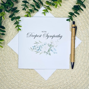 Carte de sympathie, élégante carte de condoléances, message sincère, design réconfortant, carte de soutien, sincères condoléances, papa maman, 092