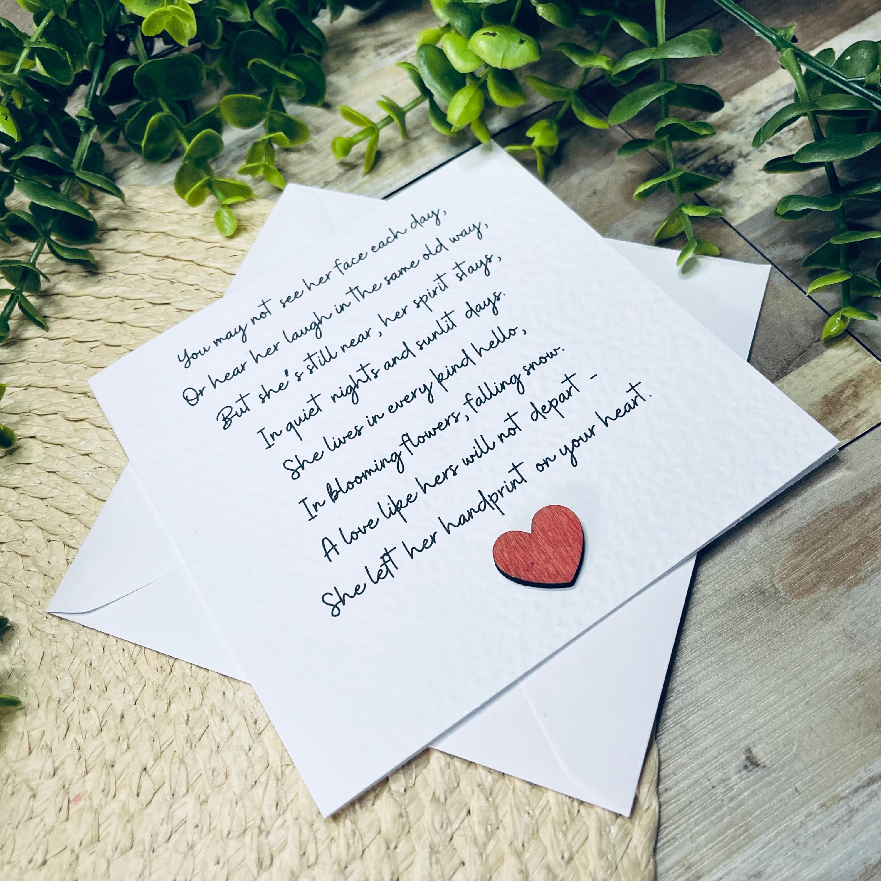 Greiving Paper Sympathy Card , Handmade Card for Loss Wife Mum, Comforting Memorial ...