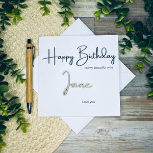 Carte d'anniversaire de 30e femme, carte d'anniversaire de 40e petite amie, carte de 50e anniversaire, carte de 60e anniversaire en bois, carte avec nom, carte personnalisée 001