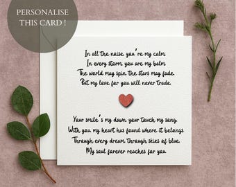 Romantic Birthday Card, Heartfelt Birthday Card, Romantic Greeting, Card for my husband, Card for my wife,  392