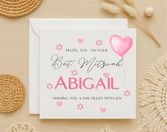 Bat mitzvah card, personalised bat mitzvah card for daughter, mazel tov on your bat mitzvah card, bat mitzvah card, Jewish card, 285