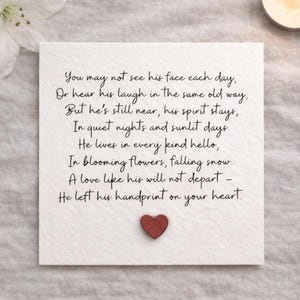 Sympathy Card , Handmade Card for Loss, Comforting Memorial Card, Bereavement Card for Grieving Wife, Poem for Loss husband, dad, son, 200 image 1