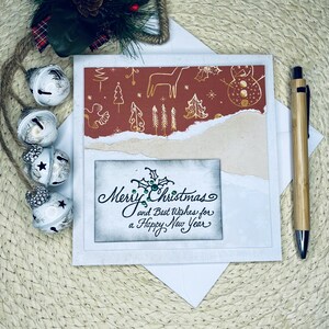 Carte de Noël faite main, carte de voeux de Noël rustique avec du papier respectueux de l'environnement, carte de Noël faite main personnalisée, voeux de Noël unique,