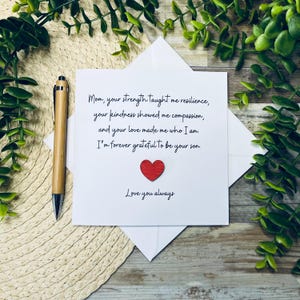 Carte sincère de fête des mères, message sincère pour maman, carte d'amour de maman, voeux sentimental pour la fête des mères, personnalisé, fait main,118