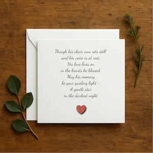 Carte de condoléances avec poème pour la perte de papa frère fils grand-père, paroles de réconfort, carte de condoléances, sympathie réfléchie, épouse en deuil, 315