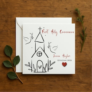 Sacrament Keepsake, Personalised First Holy Communion Card girl ,Religious luxury Card,  Blessed Communion Card, Holy Communion Gift, 212