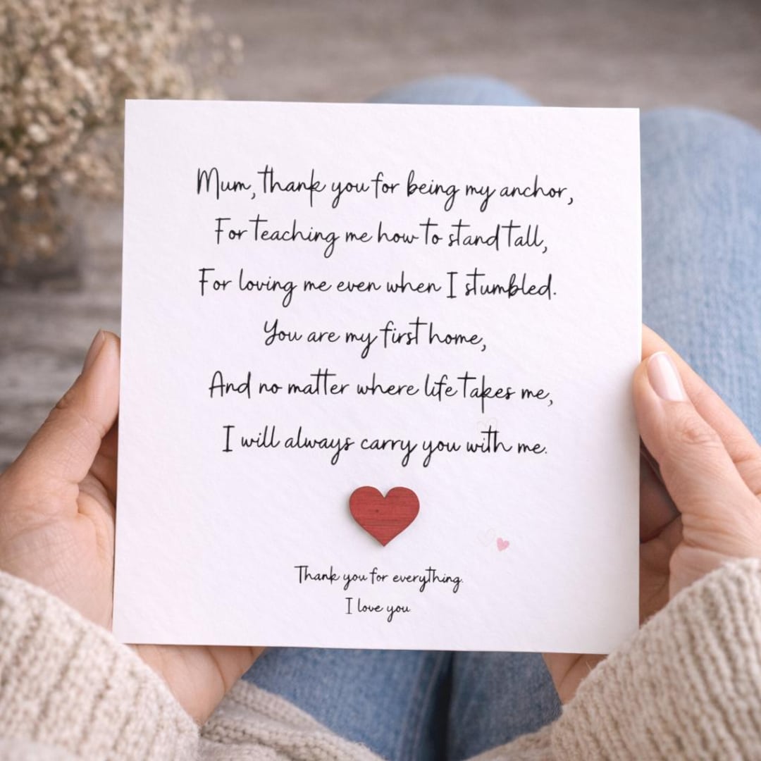 Thank You Mum Greeting Card, Personalised Mother's Day Card, Emotional ...