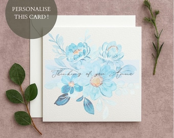 Personalized Thinking of You Card, Custom Sympathy Card, Encouragement Card for Friend, Get Well Soon Card, condolence card, In loving, 405