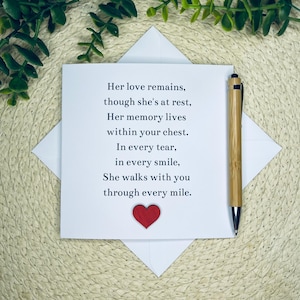 Carte de sympathie pour la perte d'une maman, d'une femme, d'une soeur, carte de deuil réconfortant, message de condoléances pour une mère, carte de sympathie réfléchie, 068