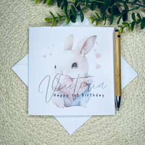 Carte d'anniversaire personnalisée pour fille, carte d'anniversaire de bébé personnalisée, personnalisée avec son nom, carte d'anniversaire de fille personnalisée faite main, 082