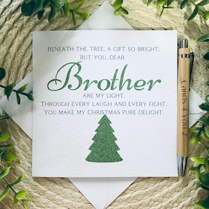 Carte de Noël frère de soeur, carte de joyeux Noël avec poème, carte de Noël drôle, carte de Noël faite main carte de Noël de soeur 039