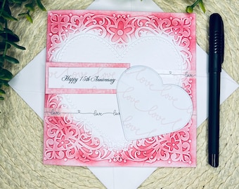 Verjaardagskaart vrouw, verjaardagskaart echtgenoot, kaart 5e huwelijksverjaardag, kaart voor vrouw, kaart voor echtgenoot, handgemaakte gepersonaliseerde kaart