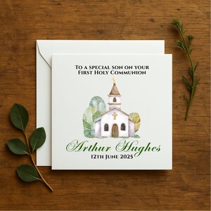 Personalised First Holy Communion Card girl ,Religious luxury Card,  Blessed Communion Card, Holy Communion Gift,  Sacrament Keepsake,  210