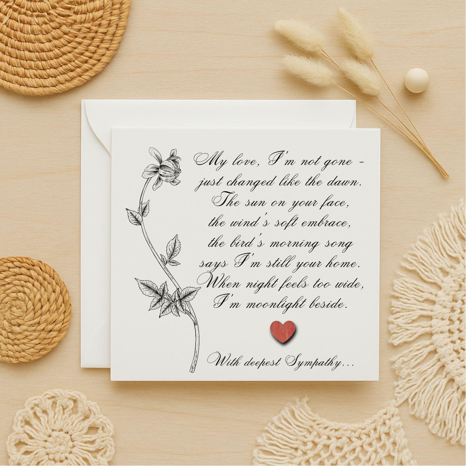 Grieving Card Notes Grief Support Card, Custom Bereavement Card, Comforting Condolences ...