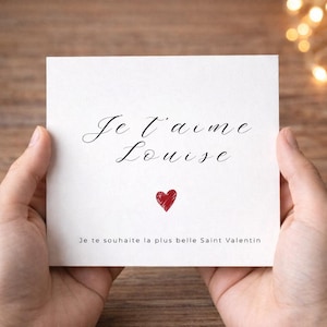 French Valentine's Card, Je t'aime carte de Saint Valentin,en français Carte d'amour pour ma femme, mon mari, mon petit ami, 611