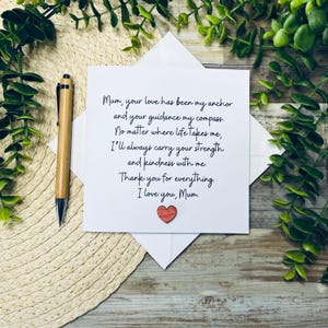 Carte de fête des mères faite main, message pour maman, cadeau de fête des mères, carte élégante, carte bien pensée, beau souvenir, carte de remerciement, 119