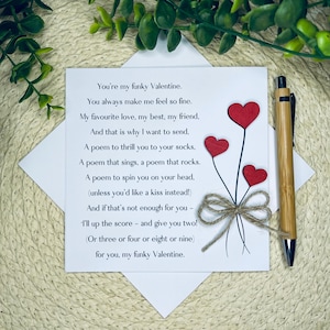 Carte géniale de la Saint-Valentin, poème d'amour ludique avec un coeur, carte de poème d'amour amusante, carte de Saint-Valentin mignonne, carte de poème romantique, carte faite main 066