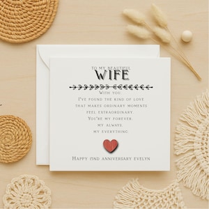 Carte de 15e anniversaire de mariage pour femme, mot d'amour unique romantique, carte personnalisée de 10e anniversaire, cadeau sincère, carte pour ma femme, 238