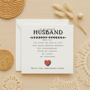 Carte 15e anniversaire pour mari, mot d'amour romantique, carte d'anniversaire personnalisée, carte à mon incroyable mari, carte souvenir romantique, 237