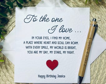 40th birthday card for husband, sentimental 30th birthday card for wife, personalised love card , 50th Birthday card, girlfriend, 045