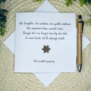 Carte de sympathie pour la perte d'une maman, d'une femme, d'une soeur, carte de deuil réconfortant, message de condoléances pour une mère, carte de sympathie réfléchie, 099