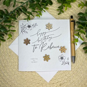 Carte d'anniversaire personnalisée, carte de visite personnalisée, carte d'anniversaire faite main, élégante et luxueuse, design rustique, à personnaliser et unique, pour maman 104
