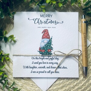 Carte de Noël pour femme, carte de Noël pour mari, carte de Noël pour maman avec nain, carte de Noël personnalisée, jolie carte de Noël, carte poème 036