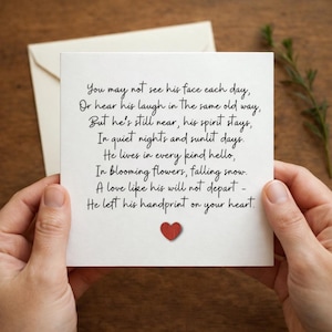 Sympathy Card , Handmade Card for Loss, Comforting Memorial Card, Bereavement Card for Grieving Wife, Poem for Loss husband, dad, son, 200 image 3