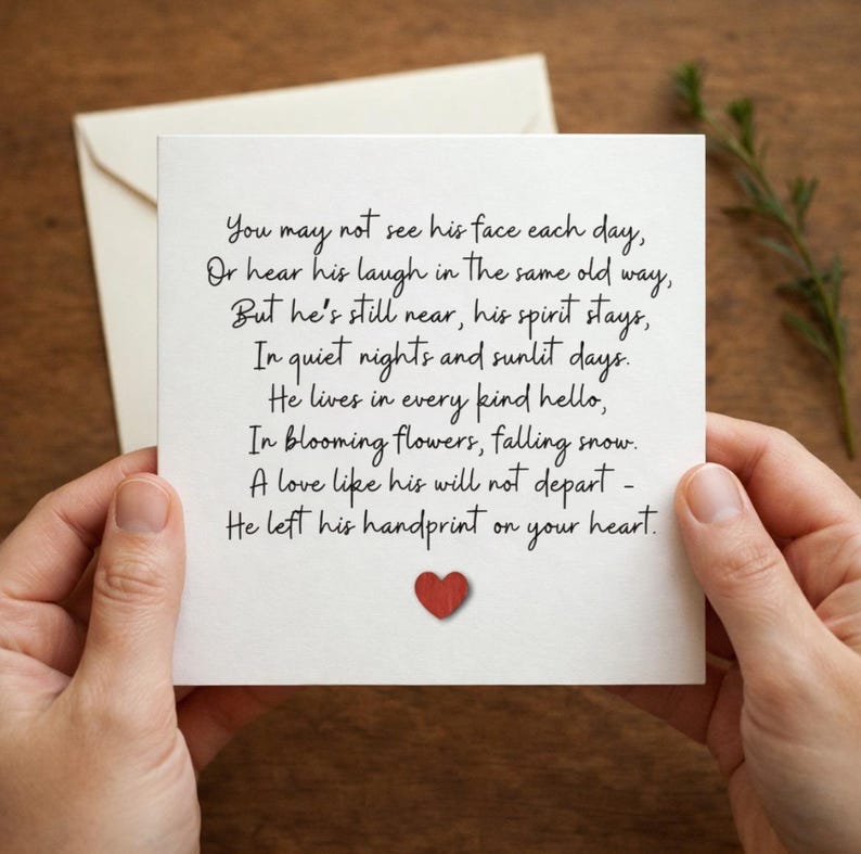 Sympathy Card , Handmade Card for Loss, Comforting Memorial Card, Bereavement Card for Grieving Wife, Poem for Loss husband, dad, son, 200 image 3
