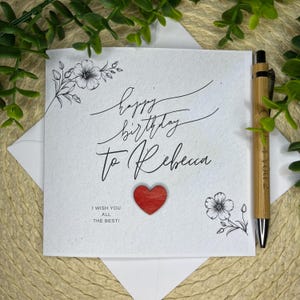 Carte d'anniversaire personnalisée, carte de visite personnalisée, carte d'anniversaire faite main, élégante et luxueuse, design rustique, à personnaliser et unique, pour maman 104