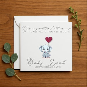 Faire-part de naissance, cadeau de bienvenue élégant pour nouveau-né, carte pour nouveau parent, cadeau pour nouveau grand-parent, carte de félicitations pour une nouvelle maman, 171