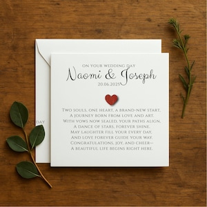 Carte de mariage de luxe pour couple, carte de félicitations de mariage, cadeau de couple personnalisé, carte de voeux de mariage personnalisée, 189