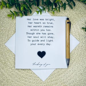 Carte de sympathie, carte de condoléances, carte de deuil, désolé pour votre perte, carte faite main, pensée à vous, paroles aimables pour le deuil 073