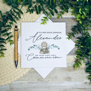 Personalized First Communion Card, Customizable Keepsake Holy Communion, Religious Keepsake with Name Personalization, Eucharist Card,121