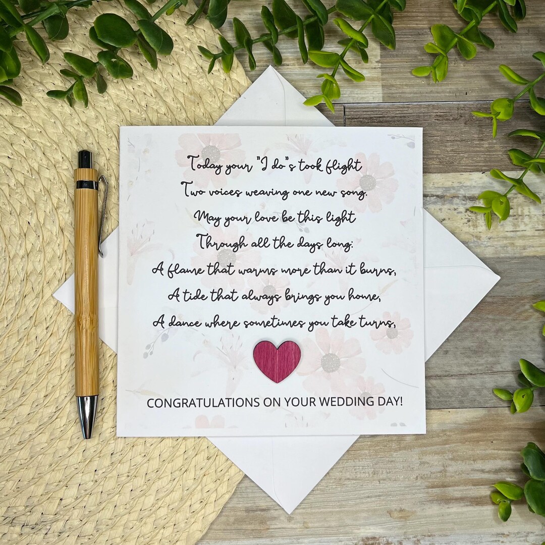 Personalized Wedding Card For Couples Romantic Poem Card Just Married 