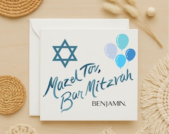mazel tov on your bat mitzvah card, Bat mitzvah card, personalised bat mitzvah card for son,  bat mitzvah card, Jewish card, 282