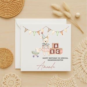 Carte d'anniversaire personnalisée de petite-fille, carte d'anniversaire de bébé avec nom personnalisé, poème spécial de petite-fille, carte de bébé sincère, Unique, 247