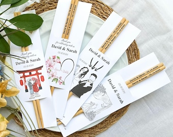 Personalized Bamboo Chopsticks, Wedding Favors For Guests, Bulk Chopsticks, Custom Engraved Chopsticks, Chopstick Holder, Asian Party Favor.