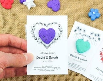 Figuras de papel con semillas para plantar y tarjeta personalizada. Recuerdos de boda plantables. Detalles de agradecimiento para invitados. Recuerdos de bautizo.