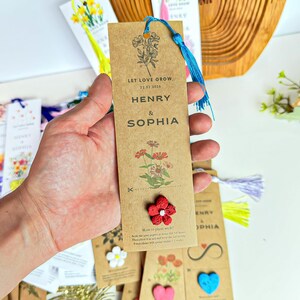 Personalized bookmark with seed paper for guests, Plantable Wildflower seed card for baby shower favors, Back to school, Thank you card