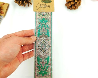 Marcador navideño Kilim personalizado, relleno de calcetines, marcapáginas de alfombra para recuerdos navideños, regalo navideño para compañero de trabajo, regalo navideño bohemio.