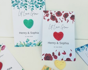 Carta di semi piantabile personalizzata con semi di fiori selvatici. Biglietto di ringraziamento piantabile per gli ospiti. Bomboniere nuziali all'ingrosso. Bomboniere per battesimo.