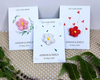 Forme di carta con semi piantabili con biglietto personalizzato. Bomboniere per matrimonio piantabili. Bomboniere di ringraziamento per gli ospiti. Bomboniere per battesimo.