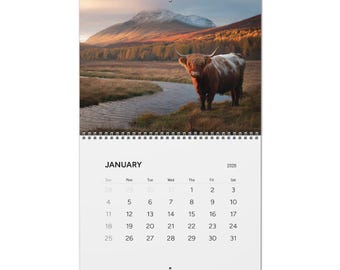 Highland Kuh Landschaftskalender 2026 | Szenischer Bauernhof Tier Fotografie Kalender