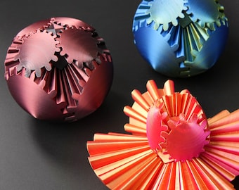 3D Printed Gear Ball – Mechanical Fidget Toy, Stress Relief for Work & Home, Cool Office Decor, Executive Gift, Stocking Stuffer