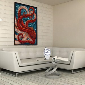 Red Octopus Pattern Canvas Wall Art