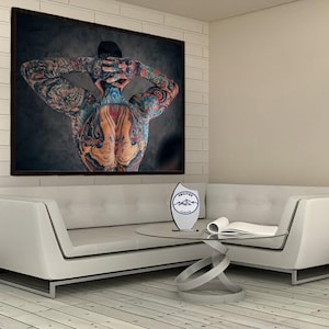 Tattooed Man Canvas, Tattoo Canvas, Tattoo Decor, Tattoo Wall Decor, Tattoo Wall Decor Canvas, Tattoo Decor Wall Art, Tattoo Cavas Wall Art