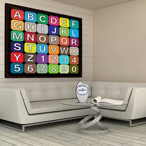 Alphabet Canvas, Letters and Numbers Canvas, Kid Room Canvas, Child Room Canvas, Student Room Decor, Canvas Wall Art, Decorative Art, Gift