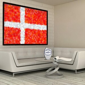 Danish Flag Floral Canvas: Scandinavian Decor